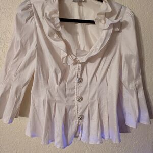 Elegant White Fairy Ruffled Women's Top Size 12